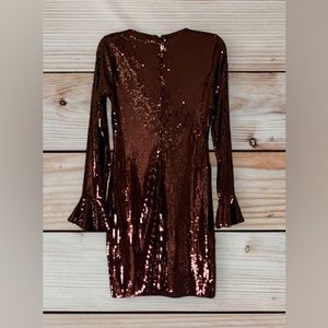 EUC Michael Michael Kors Cordovan Long Sleeve Sequin Dress SZ XS